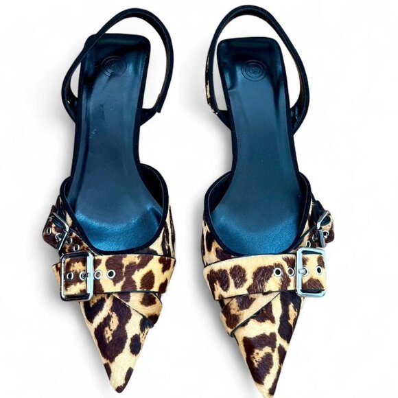 Leopard Print Kitten Heels Y2K Urban Outfitters Lizzie Slingbacks (Size 6) - Picture 1 of 5